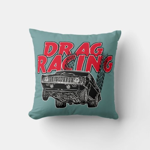 Drag racing throw pillow