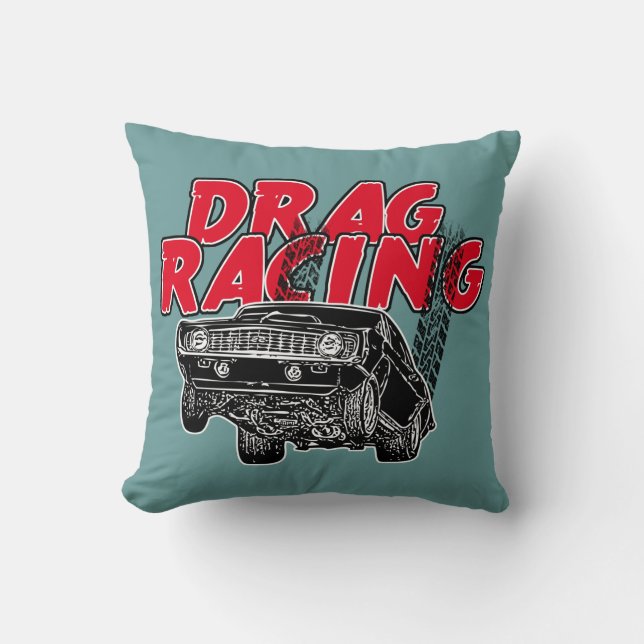 Drag racing throw pillow (Front)
