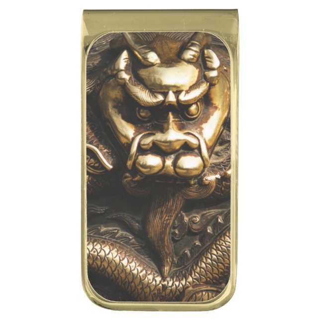 DRAGA THE DRAGON GOLD FINISH MONEY CLIP (Front Vertical)
