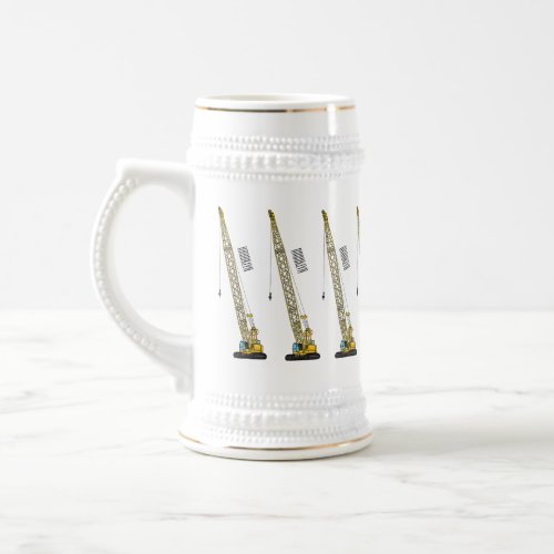 Dragline excavator cartoon illustration beer stein