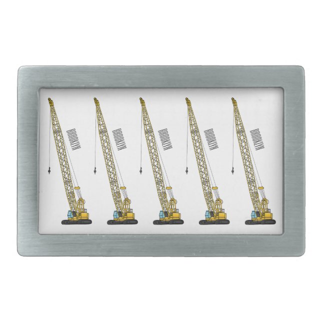 Dragline excavator cartoon illustration belt buckle (Front)