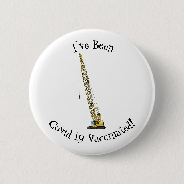 Dragline excavator cartoon illustration button (Front)