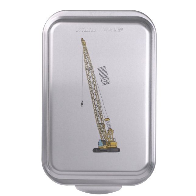 Dragline excavator cartoon illustration cake pan (Front Vertical)