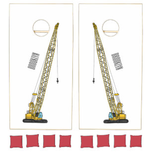 Dragline excavator cartoon illustration cornhole set