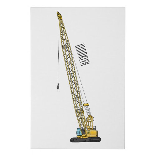 Dragline excavator cartoon illustration faux canvas print