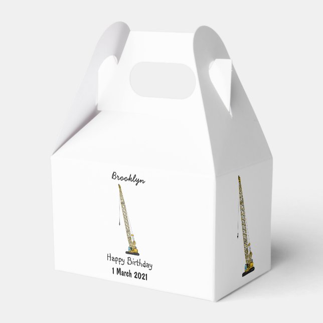 Dragline excavator cartoon illustration favor boxes (Front Side)
