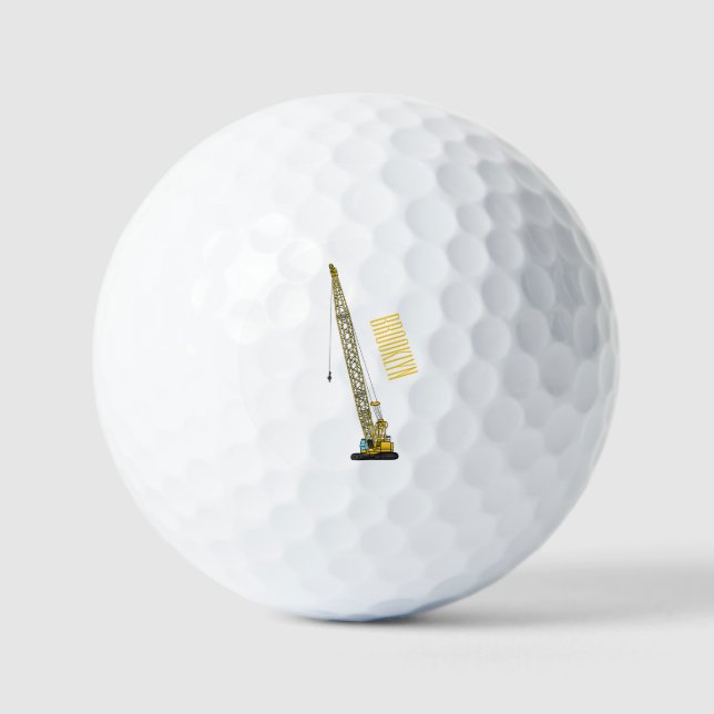 Dragline excavator cartoon illustration golf balls (Front)