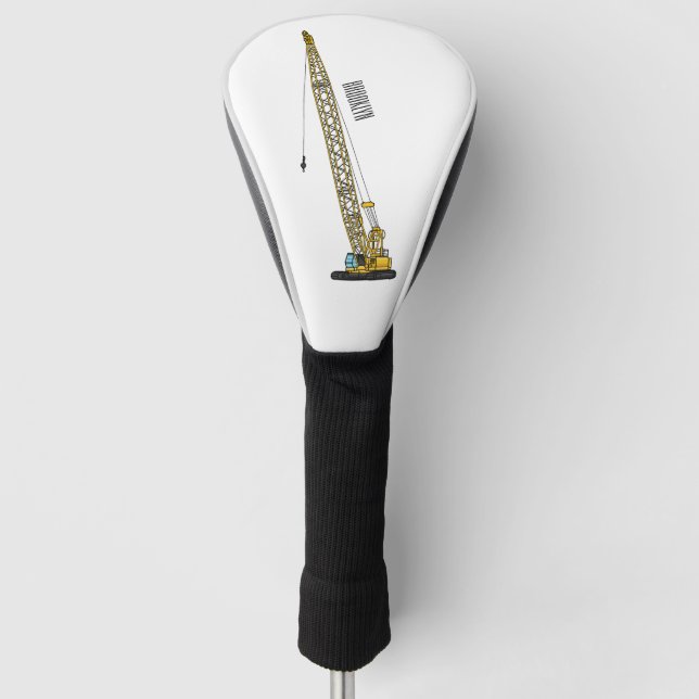 Dragline excavator cartoon illustration golf head cover (Front)