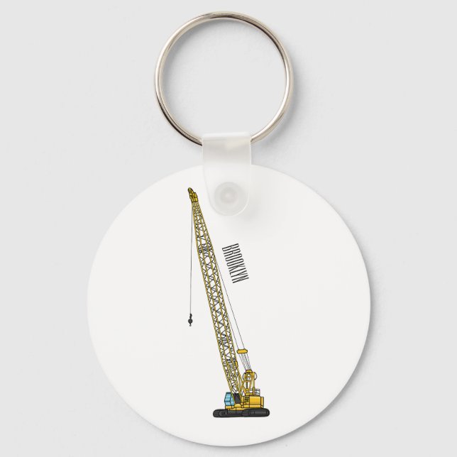 Dragline excavator cartoon illustration keychain (Front)