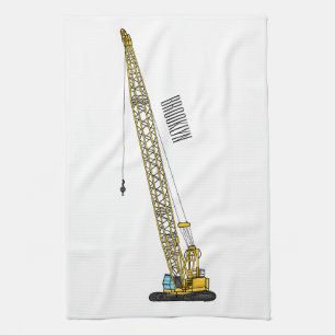 Dragline excavator cartoon illustration kitchen towel