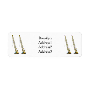 Dragline excavator cartoon illustration label