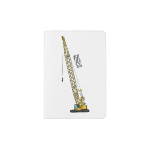 Dragline excavator cartoon illustration passport holder