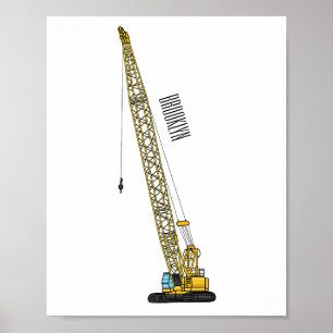 Dragline excavator cartoon illustration poster
