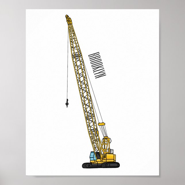 Dragline excavator cartoon illustration poster (Front)