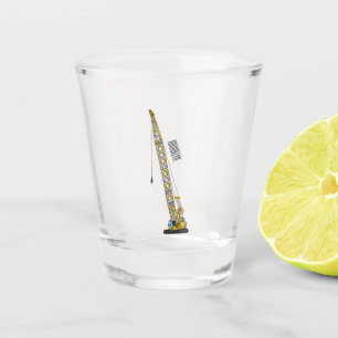 Dragline excavator cartoon illustration shot glass