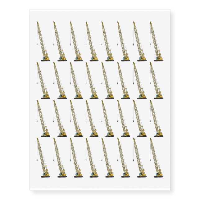Dragline excavator cartoon illustration temporary tattoos (Front)