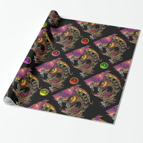 DRAGO AND COLORFUL GEM STONES WRAPPING PAPER