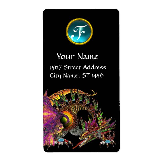 DRAGO , Blue Aquamarine Monogram Label (Front)