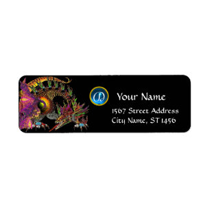 DRAGO / FANTASY DRAGON Blue Sapphire Gem Monogram Label