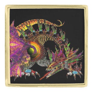 DRAGO / FANTASY DRAGON IN GOLD AND BLACK FINISH LAPEL PIN