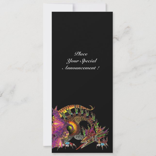 DRAGO / FANTASY DRAGON IN GOLD PINK PURPLE BLACK ANNOUNCEMENT (Front)