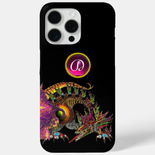 DRAGO,FANTASY DRAGON,PINK PURPLE GEMSTONE MONOGRAM iPhone 15 PRO MAX CASE