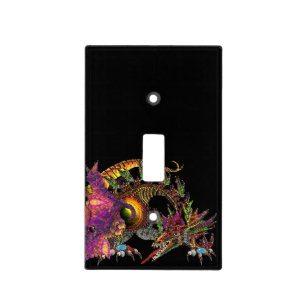 DRAGO / Fantasy Gold Dragon In Black Light Switch Cover