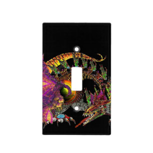 DRAGO / Fantasy Gold Dragon In Black Light Switch Cover