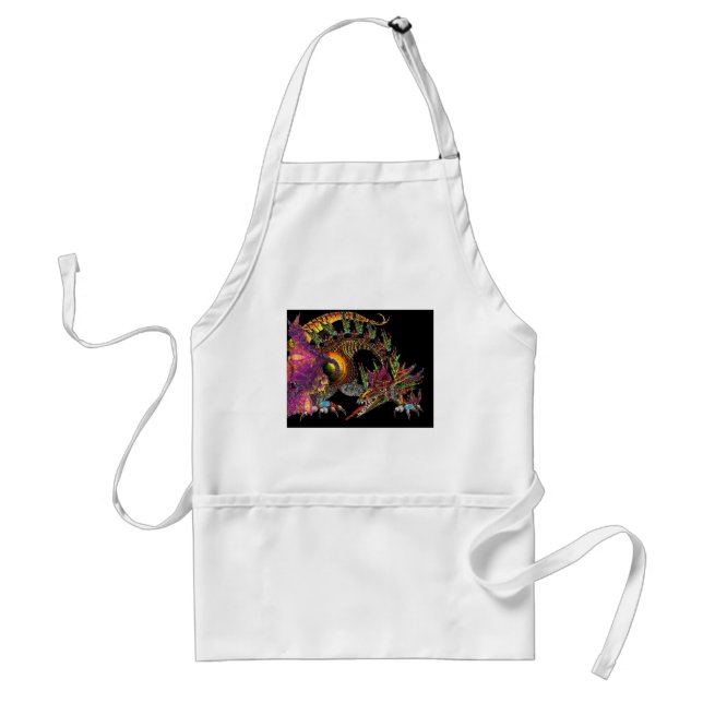 DRAGO / FANTASY GOLD DRAGON IN PURPLE AND BLACK ADULT APRON (Front)