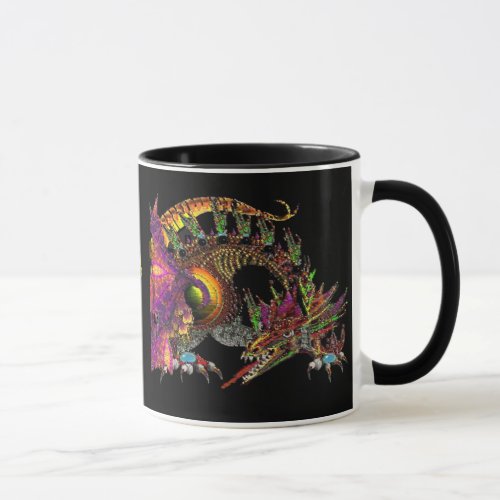 DRAGO  FANTASY GOLD DRAGON IN PURPLE AND BLACK MUG