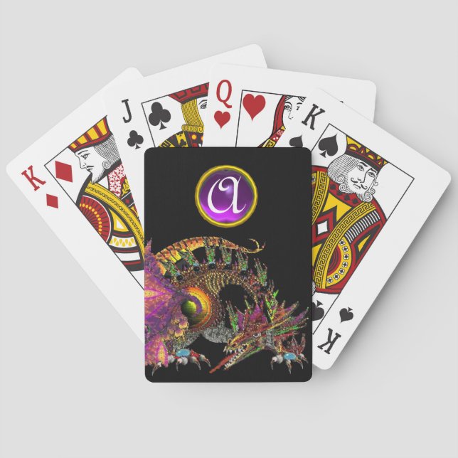 DRAGO / FANTASY GOLD DRAGON IN PURPLE AND BLACK  POKER CARDS (Back)