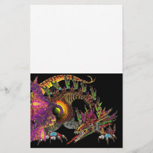 DRAGO / FANTASY GOLD DRAGON IN PURPLE BLACK STATIONERY