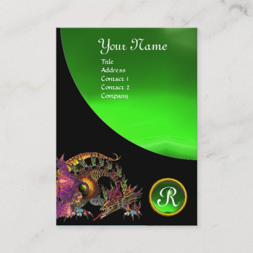 DRAGO GEM STONE MONOGRAM black green emerald Business Card