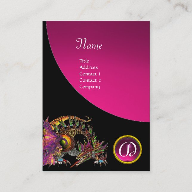 DRAGO GEM STONE MONOGRAM black pink amethyst Business Card (Front)