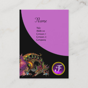 DRAGO GEM STONE MONOGRAM  black purple violet Business Card