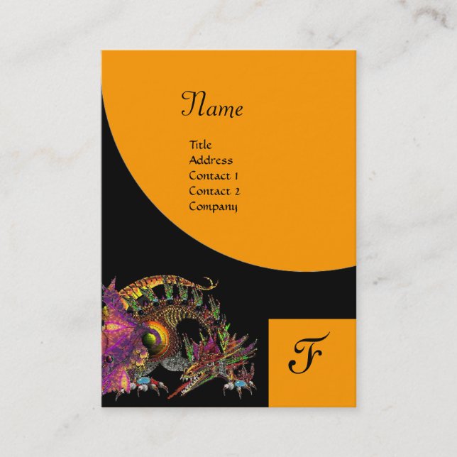 DRAGO, Monogram black purple  violet orange yellow Business Card (Front)