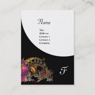 DRAGO, Monogram black purple white pearl paper Business Card