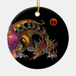 DRAGO Red Ruby Monogram Ceramic Ornament