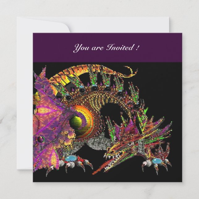 DRAGO violet purple black Invitation (Front)