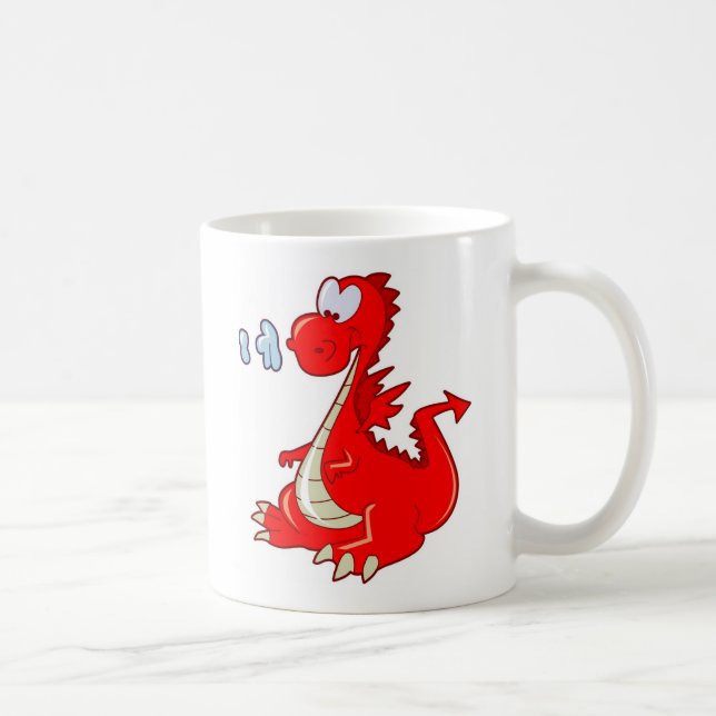 dragon302  RED CARTOON DRAGON CUTE HAPPY KIDS GRAP Coffee Mug (Right)