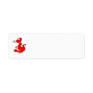 dragon302 RED CARTOON DRAGON CUTE HAPPY KIDS GRAPH Label