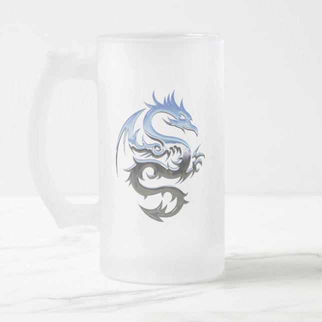 dragon-1721875 frosted glass beer mug (Left)