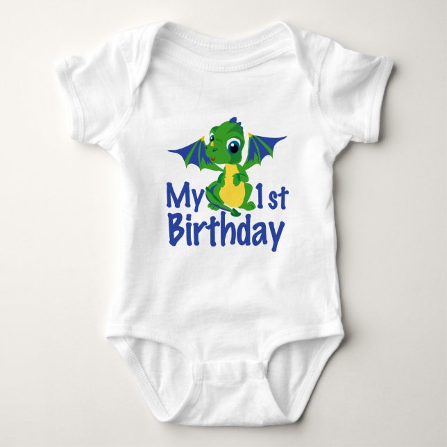 Dragon 1st Birthday Baby Bodysuit (Front)