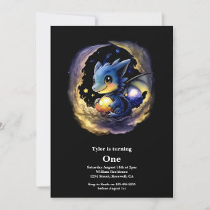 Dragon 1st Birthday Invitation