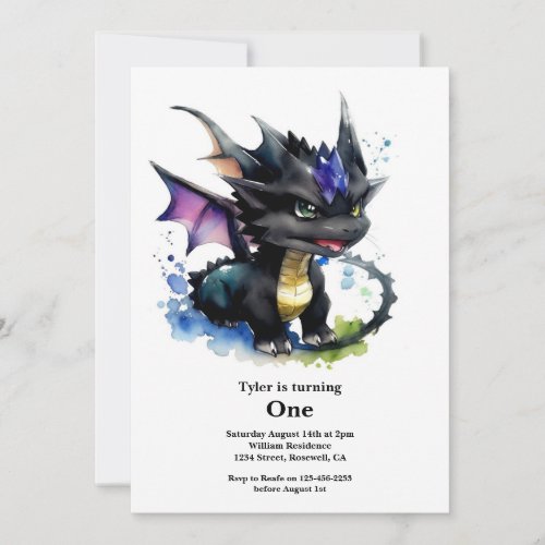 Dragon 1st Birthday Invitation