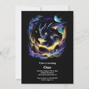 Dragon 1st Birthday Invitation