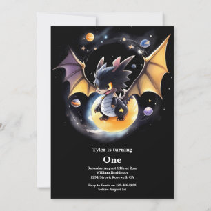 Dragon 1st Birthday Invitation