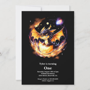 Dragon 1st Birthday Invitation