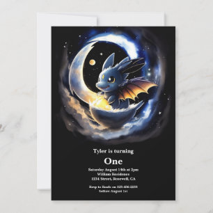 Dragon 1st Birthday Invitation