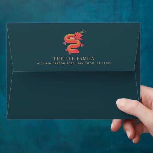 Dragon 2024 Teal Chinese New Year Holiday Envelope